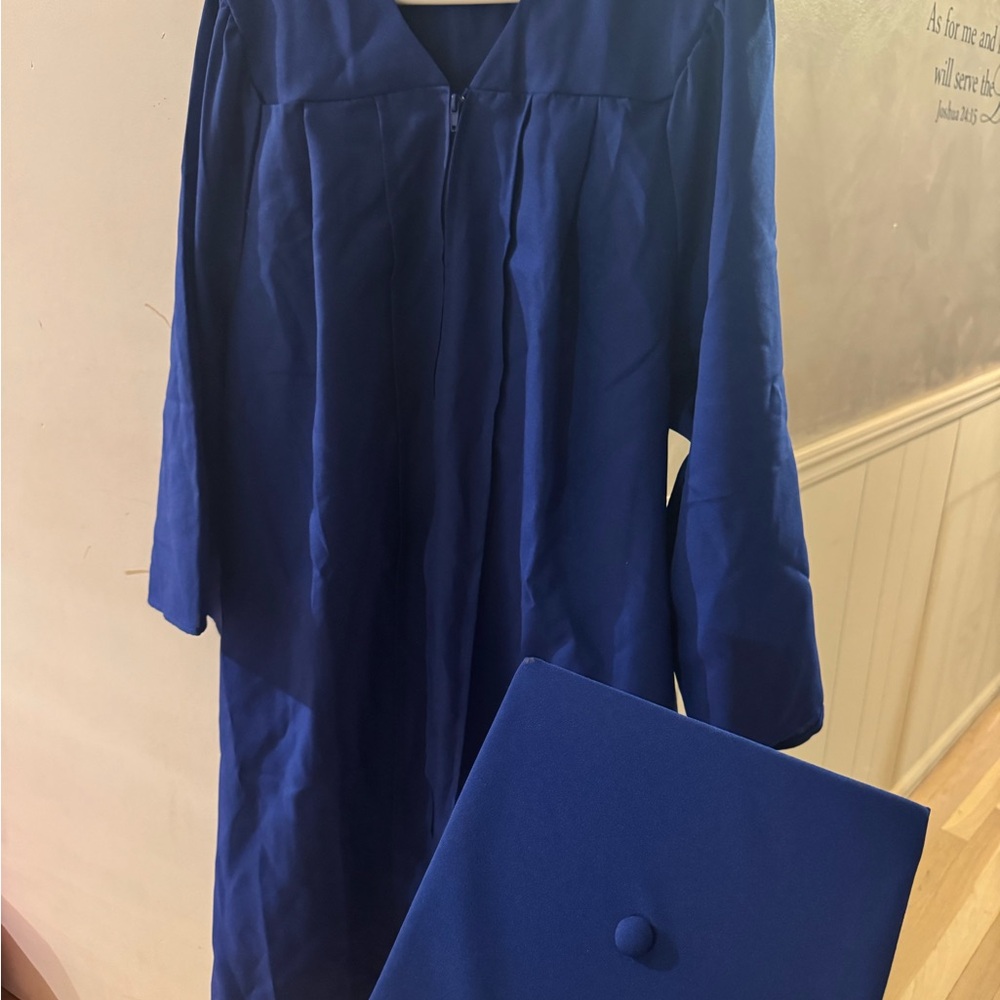 Blue Graduation Gown and Cap